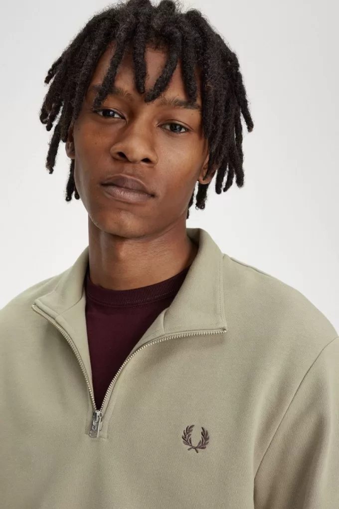 Half Zip Herren-Sweatshirts, warmes Grau und Dunkelrot