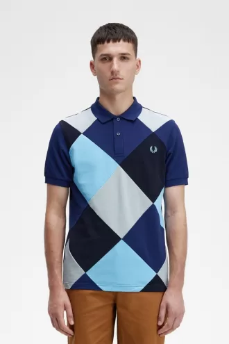 Harlequin Herren-Poloshirt, französische Marine