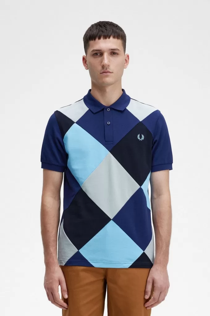 Harlequin Herren-Poloshirt, französische Marine