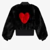 Heart Detail Faux Fur Damenjacken Schwarz