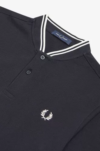Herren-Poloshirt mit Bomberkragen, Marineblau