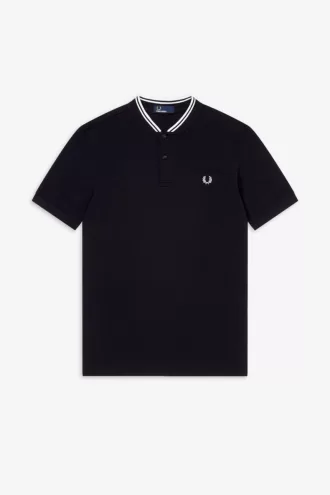 Herren-Poloshirt mit Bomberkragen, Schwarz