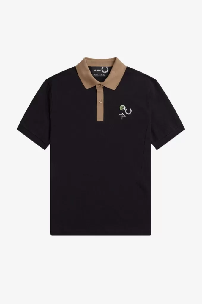 Herren-Poloshirt mit Kontrastkragen, Schwarz Herren-Poloshirt mit Kontrastkragen, Schwarz