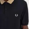 Herren-Poloshirt mit Schachbrettkragen, Schwarz Herren-Poloshirt mit Schachbrettkragen, Schwarz