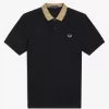 Herren-Poloshirt mit Schachbrettkragen, Schwarz Herren-Poloshirt mit Schachbrettkragen, Schwarz