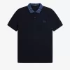 Herren-Poloshirt mit grafischem Kragen, Marineblau