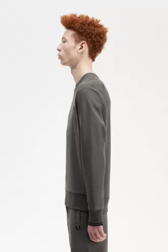 Herren-Sweatshirt mit Rundhalsausschnitt, Feldgrün