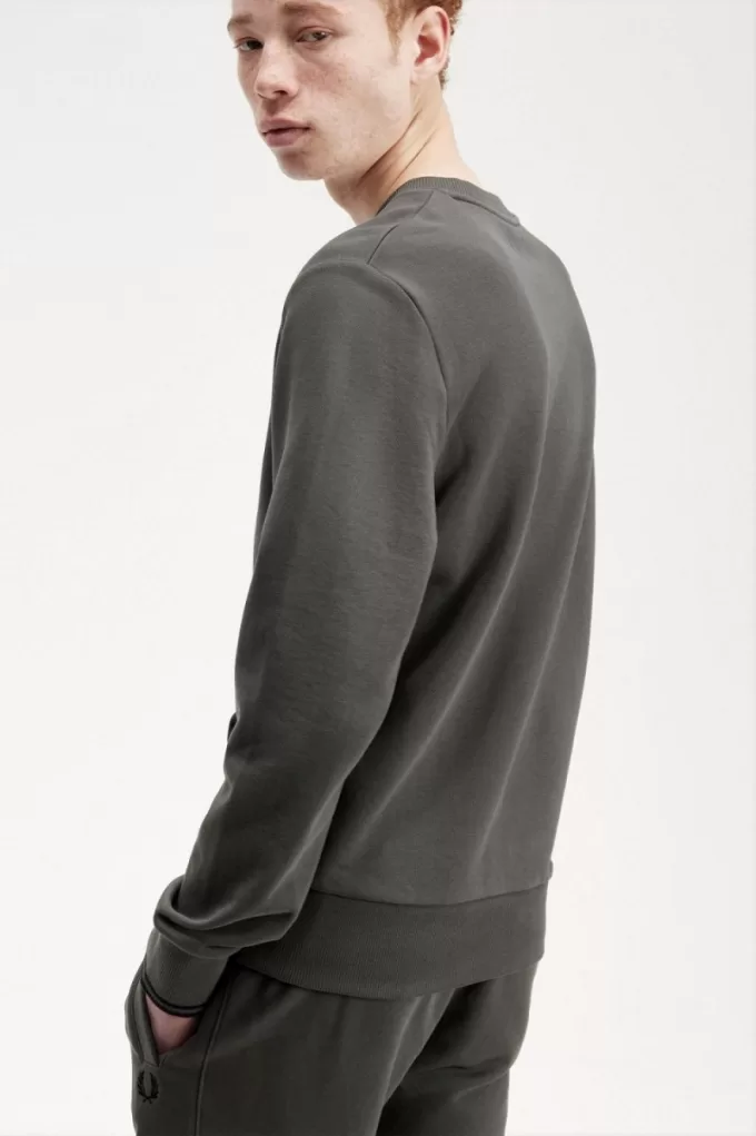 Herren-Sweatshirt mit Rundhalsausschnitt, Feldgrün