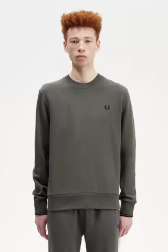 Herren-Sweatshirt mit Rundhalsausschnitt, Feldgrün