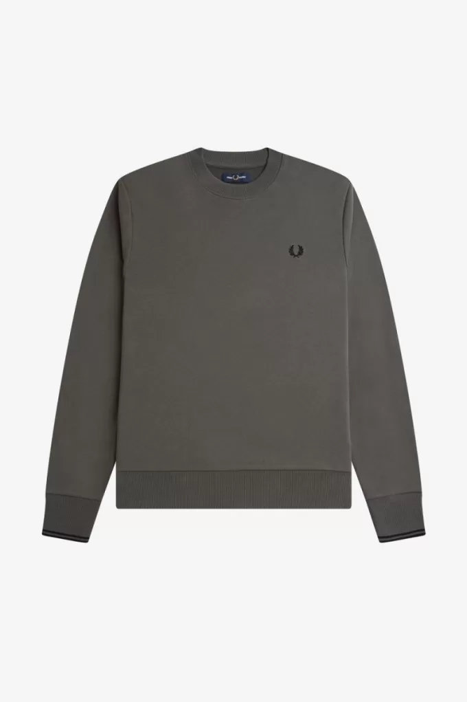 Herren-Sweatshirt mit Rundhalsausschnitt, Feldgrün