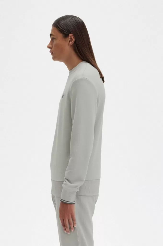 Herren-Sweatshirt mit Rundhalsausschnitt, Grau Herren-Sweatshirt mit Rundhalsausschnitt, Grau