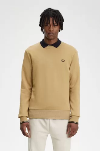 Herren-Sweatshirt mit Rundhalsausschnitt, Grün, Schwarz