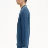 Herren-Sweatshirt mit Rundhalsausschnitt, Mitternachtsblau, helles Aqua