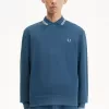 Herren-Sweatshirt mit Rundhalsausschnitt, Mitternachtsblau, helles Aqua