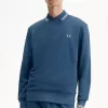 Herren-Sweatshirt mit Rundhalsausschnitt, Mitternachtsblau, helles Aqua
