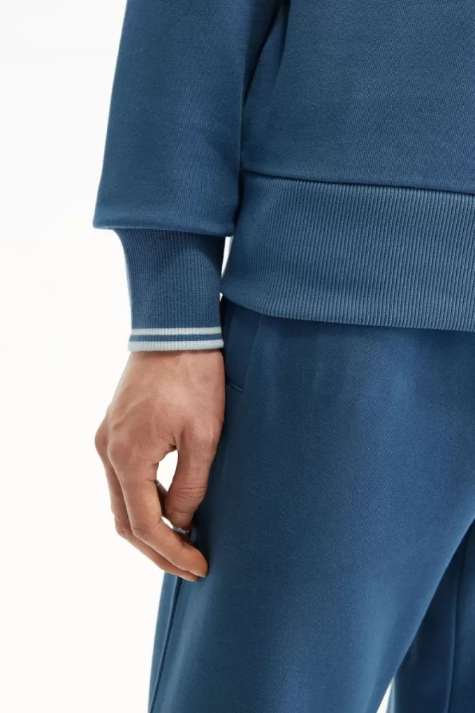 Herren-Sweatshirt mit Rundhalsausschnitt, Mitternachtsblau, helles Aqua