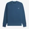 Herren-Sweatshirt mit Rundhalsausschnitt, Mitternachtsblau, helles Aqua