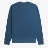 Herren-Sweatshirt mit Rundhalsausschnitt, Mitternachtsblau, helles Aqua
