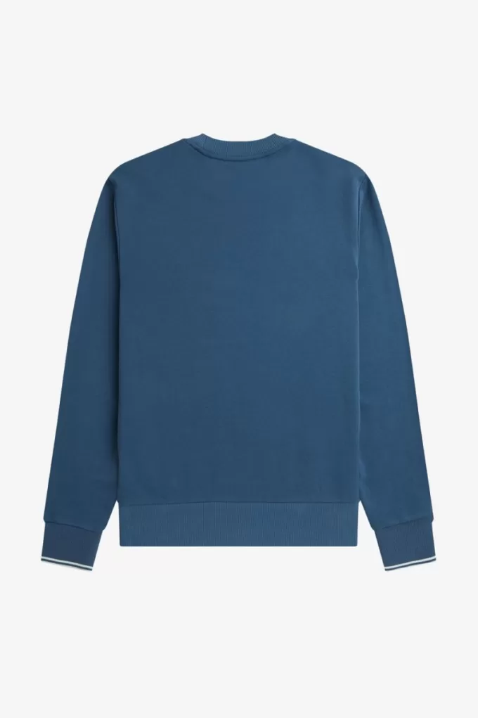 Herren-Sweatshirt mit Rundhalsausschnitt, Mitternachtsblau, helles Aqua