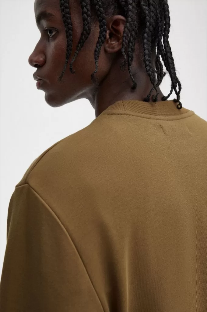 Herren-Sweatshirt mit Rundhalsausschnitt, braun gebrannter Tabak