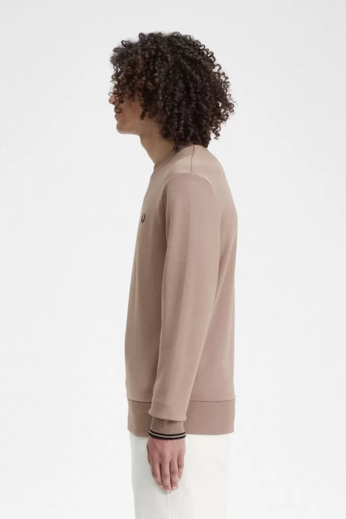 Herren-Sweatshirt mit Rundhalsausschnitt, dunkelrosa, schwarz