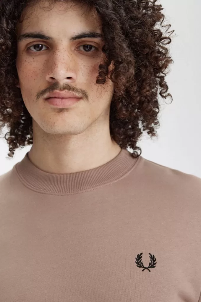 Herren-Sweatshirt mit Rundhalsausschnitt, dunkelrosa, schwarz