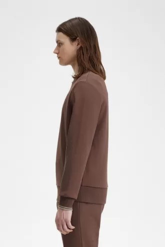 Herren-Sweatshirt mit Rundhalsausschnitt, dunkelrot, warmes Grau