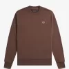 Herren-Sweatshirt mit Rundhalsausschnitt, dunkelrot, warmes Grau