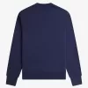 Herren-Sweatshirt mit Rundhalsausschnitt, französisches Marineblau, Whiskybraun