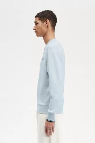 Herren-Sweatshirt mit Rundhalsausschnitt, helles Aqua