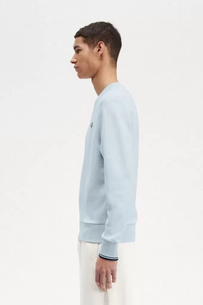 Herren-Sweatshirt mit Rundhalsausschnitt, helles Aqua