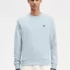 Herren-Sweatshirt mit Rundhalsausschnitt, helles Aqua
