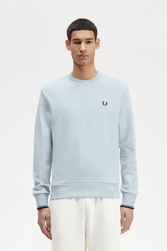 Herren-Sweatshirt mit Rundhalsausschnitt, helles Aqua