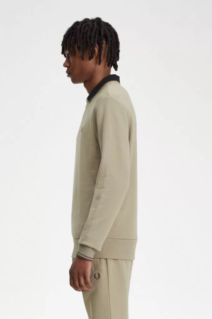 Herren-Sweatshirt mit Rundhalsausschnitt, warmes Grau und Dunkelrot Herren-Sweatshirt mit Rundhalsausschnitt, warmes Grau und Dunkelrot