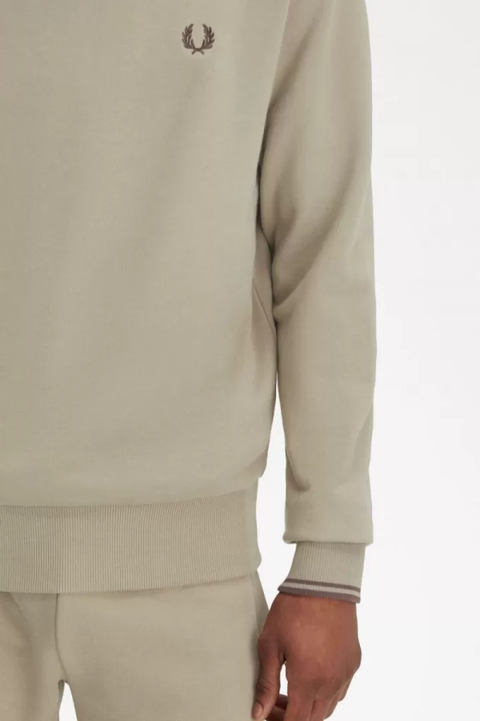 Herren-Sweatshirt mit Rundhalsausschnitt, warmes Grau und Dunkelrot Herren-Sweatshirt mit Rundhalsausschnitt, warmes Grau und Dunkelrot