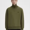 Herren-Sweatshirt mit gestricktem Rand und Reißverschluss, Uniformgrün