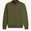 Herren-Sweatshirt mit gestricktem Rand und Reißverschluss, Uniformgrün