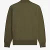 Herren-Sweatshirt mit gestricktem Rand und Reißverschluss, Uniformgrün
