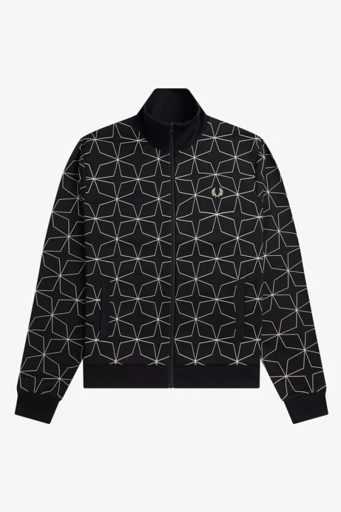 Herren-Trainingsjacken mit geometrischem Print Schwarz