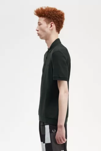 Honeycomb Cotton Herren-Poloshirt Nachtgrün