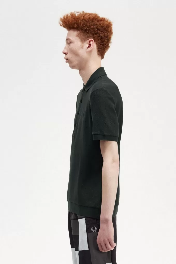 Honeycomb Cotton Herren-Poloshirt Nachtgrün