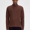 Honeycomb Cotton Langarm-Herren-Poloshirt Whiskey Brown