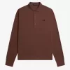 Honeycomb Cotton Langarm-Herren-Poloshirt Whiskey Brown