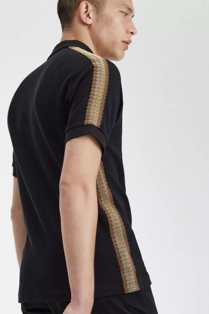 Honeycomb Taped Herren-Poloshirt Schwarz Honeycomb Taped Herren-Poloshirt Schwarz