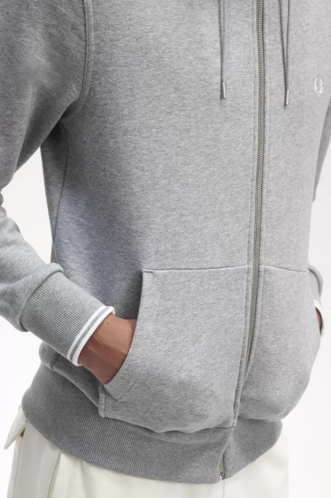 Hooded Zip Through Herren-Sweatshirts Grau Hooded Zip Through Herren-Sweatshirts Grau