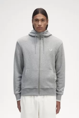 Hooded Zip Through Herren-Sweatshirts Grau