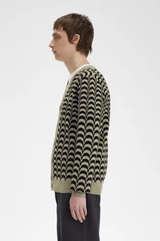 Jacquard Herren-Cardigan, warmes Grau