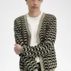Jacquard Herren-Cardigan, warmes Grau