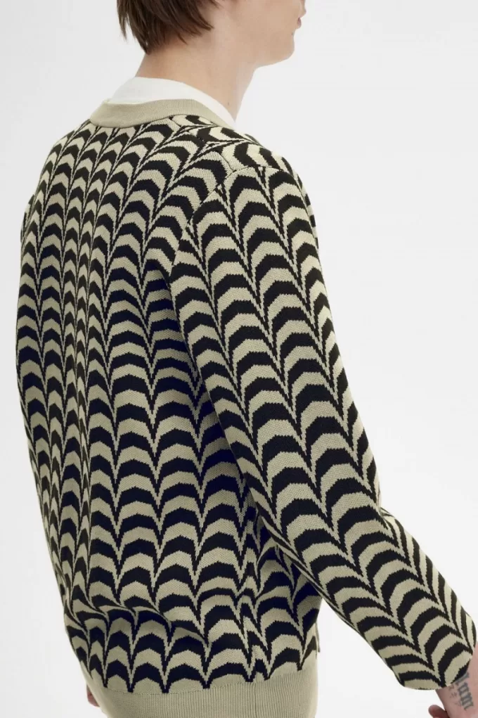 Jacquard Herren-Cardigan, warmes Grau