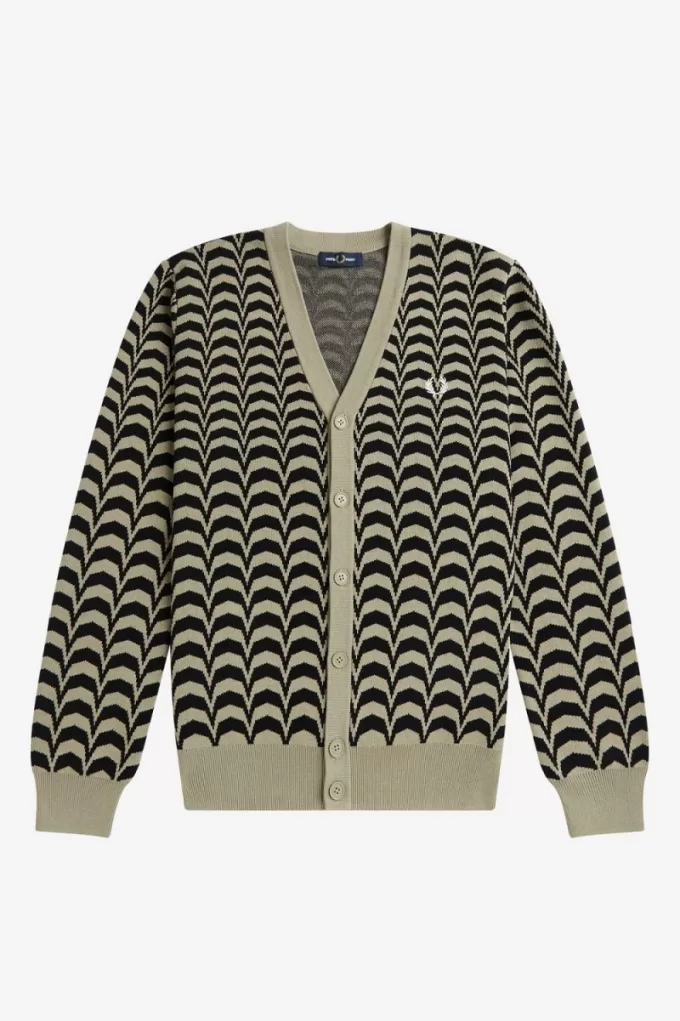Jacquard Herren-Cardigan, warmes Grau